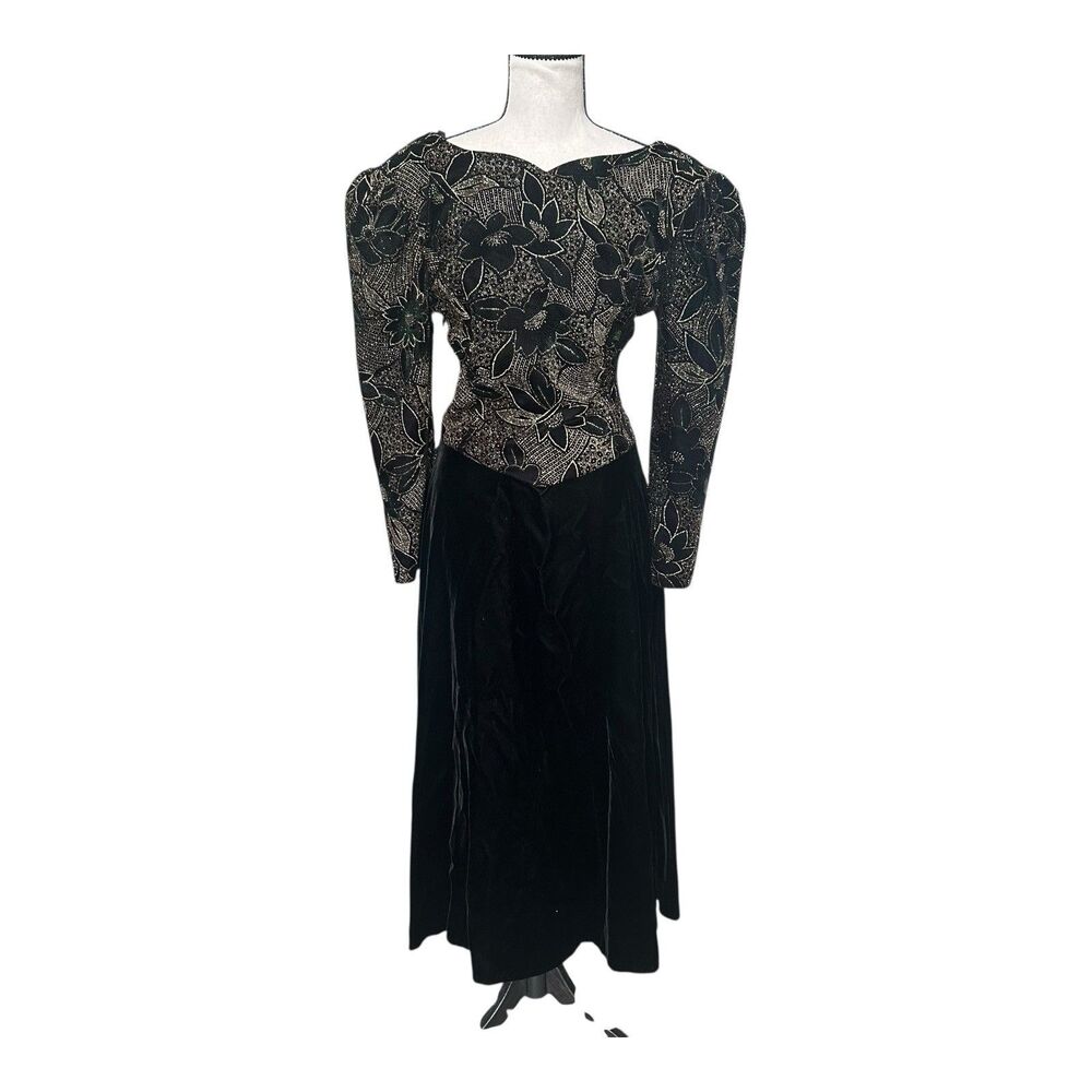 Vintage Scott McClintock Black Velvet & Lace Gown
